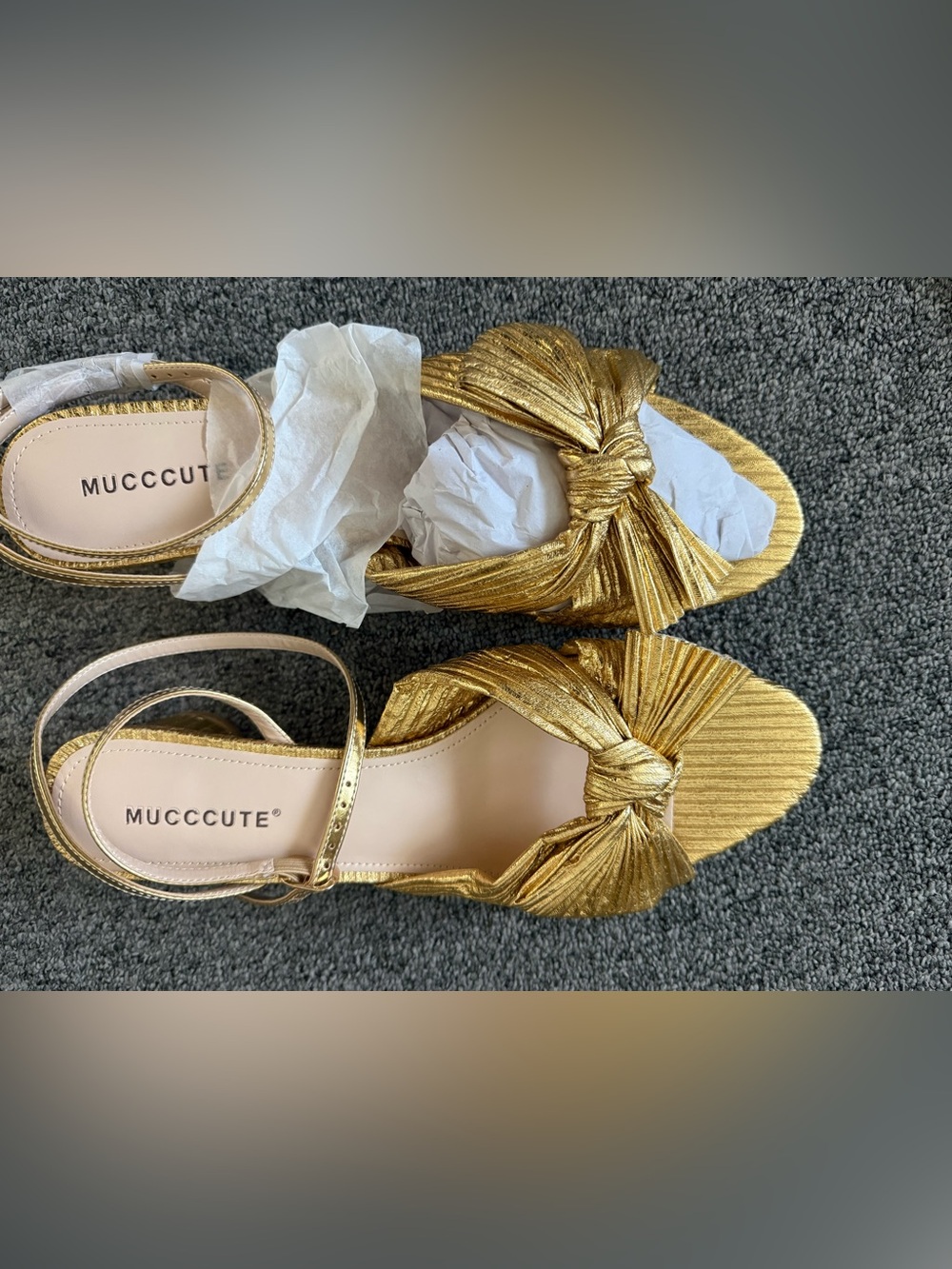 Gold Knot-Twist Ankle Strap Heels for Women